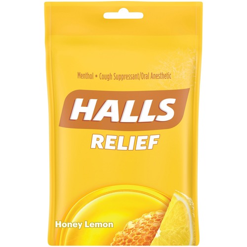 Cadbury Adams  Hall Honey-Lemon Cough Drops, 30 Pcs, 12/BX, Yellow