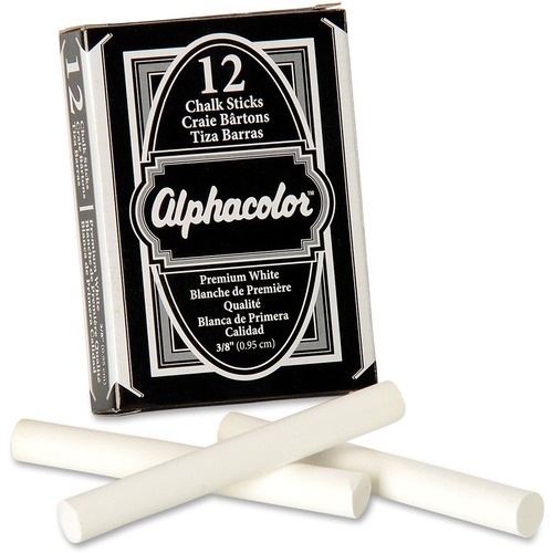 Alpha White Chalk, Low-Dust, 12 Sticks/pack