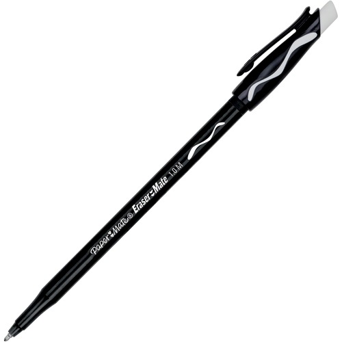 Eraser Mate Ballpoint Stick Erasable Pen, Black Ink, Medium, Dozen