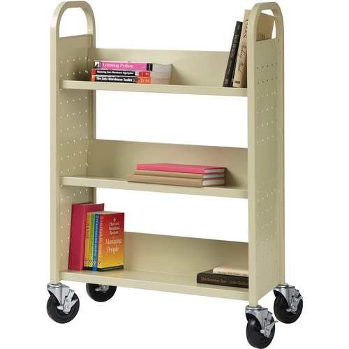 Book Cart, Single-sided, 3-shelf,30-3/4"x13"x46-1/4", Putty