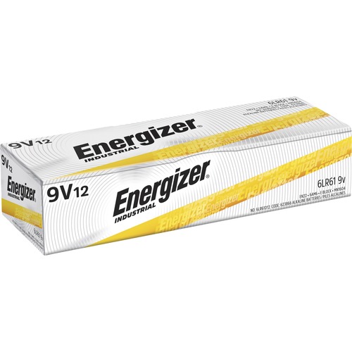 Energizer Industrial Alkaline Battery, 9 Volt, 72/CT