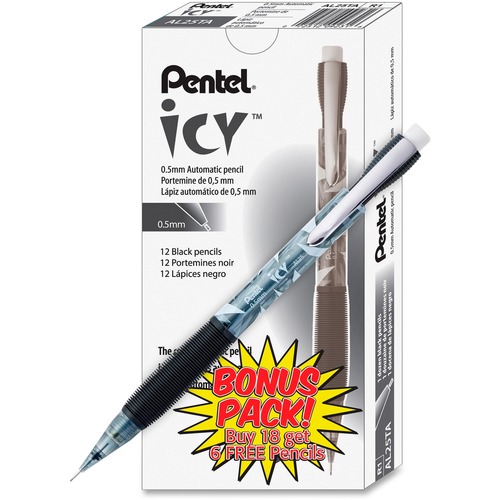 Icy Mechanical Pencil, 0.5 Mm, Transparent Smoke Barrel, 24/pack