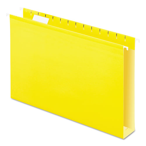 Reinforced 2" Extra Capacity Hanging Folders, 1/5 Tab, Legal, Yellow, 25/box