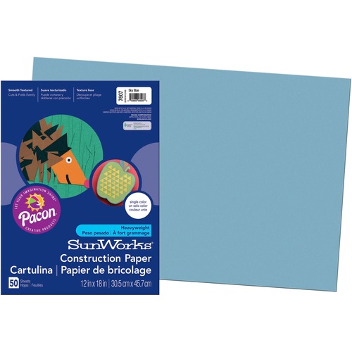 Construction Paper, 58 Lbs., 12 X 18, Sky Blue, 50 Sheets/pack