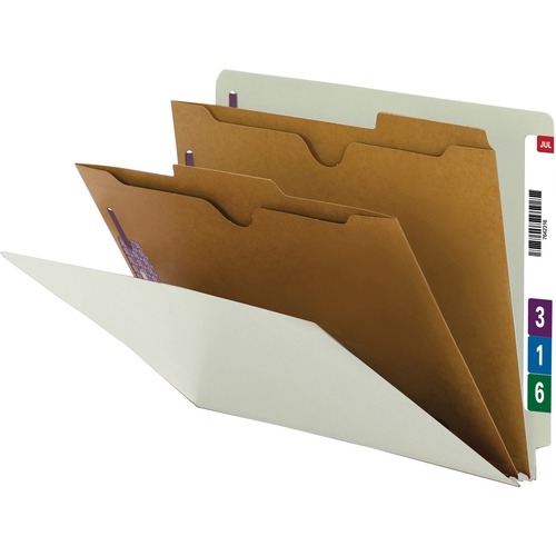Pressboard End Tab Classification Folder, Pockets, Letter, Six-Section, 10/box