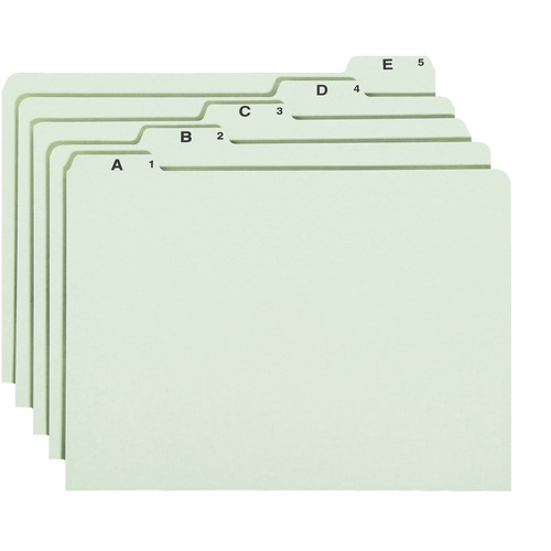 Recycled Top Tab File Guides, Alpha, 1/5 Tab, Pressboard, Legal, 25/set
