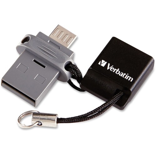 Store-N-GO Dual USB Flash Drive, 64GB, Black/Gray