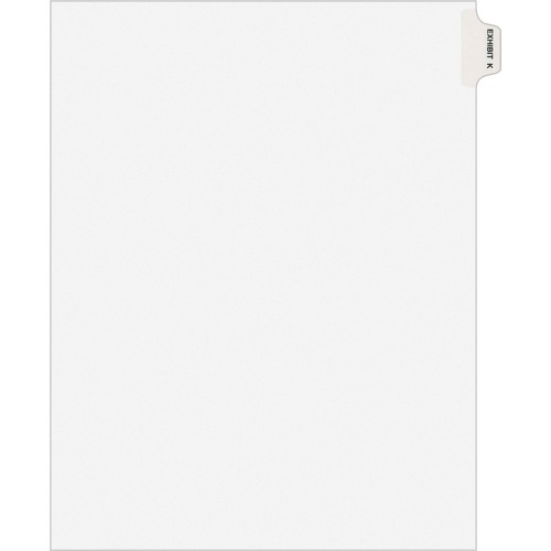 Avery-Style Preprinted Legal Side Tab Divider, Exhibit K, Letter, White, 25/pack