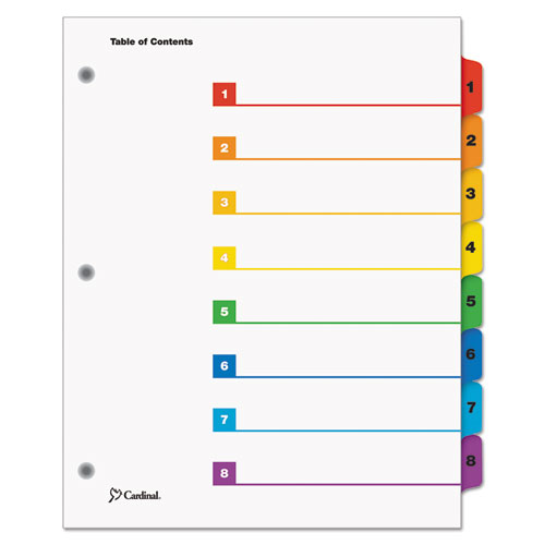 Quickstep Onestep Bulk Index System, Title: 1-8, Letter, Multicolor, 24 Sets/box