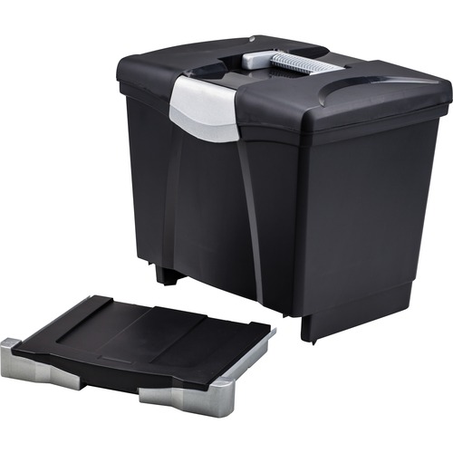 Portable File Storage Box W/drawer, Letter, Latch, Black
