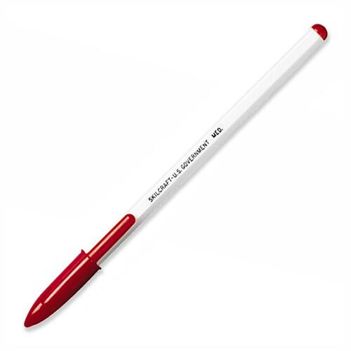 7520010594125, BALLPOINT STICK PEN, RED INK, MEDIUM, DOZEN