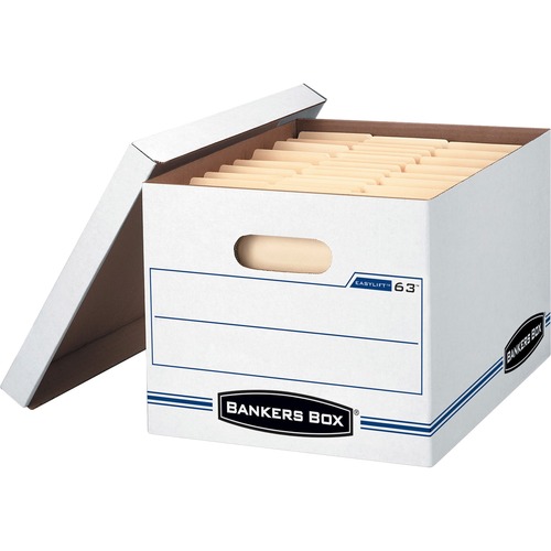 Easylift Storage Box, Letter/letter, Lift-Off Lid, White/blue, 12/carton
