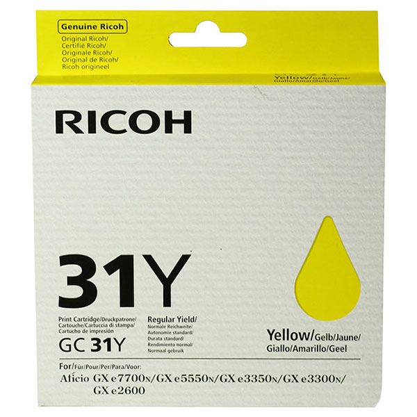 Ricoh Gelsprinter GX e3300N e3350N e5550N e7700N Yellow Ink Cartridge (1750 Yield)