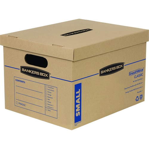 Smoothmove Classic Small Moving Boxes, 15l X 12w X 10h, Kraft/blue, 10/carton
