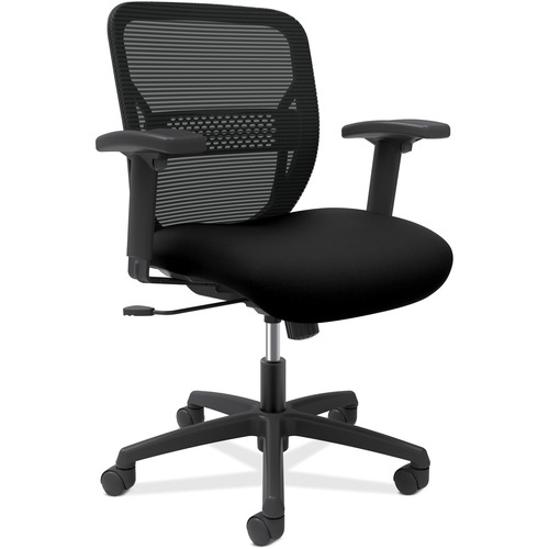 GATEWAY MID-BACK TASK CHAIR, BLACK SEAT, HEIGHT-ADJUSTABLE ARMS