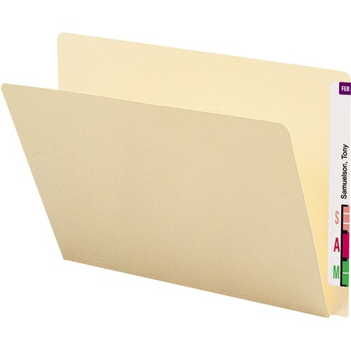 Folders, Straight Cut, Single-Ply Extended End Tab, Letter, Manila, 100/box