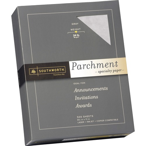 Parchment Specialty Paper, Gray, 24lb, 8 1/2 X 11, 500 Sheets