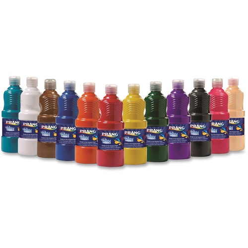 Washable Paint, Assorted, 16 Oz, 12 Per Set