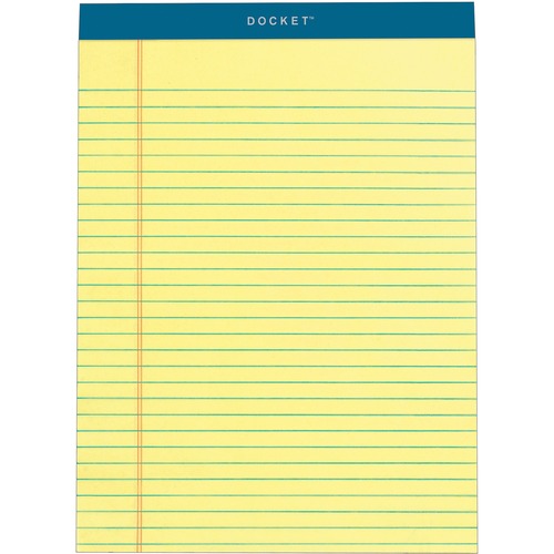 Docket Ruled Perforated Pads, 8 1/2 X 11 3/4, Canary, 50 Sheets, 6/pack