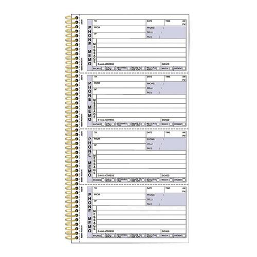 Wirebound Message Book, 5 X 2 3/4, Two-Part Carbonless, 600 Sets/book