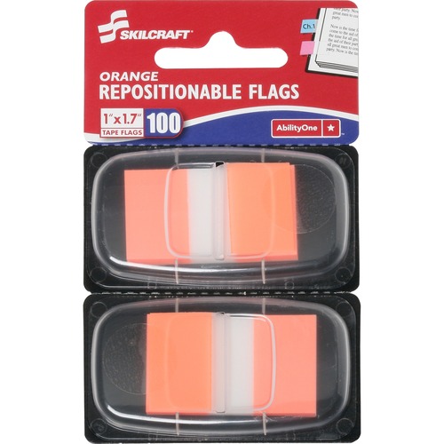 7510013152023, PAGE FLAGS, 1" X 1 3/4", ORANGE, 100/PACK