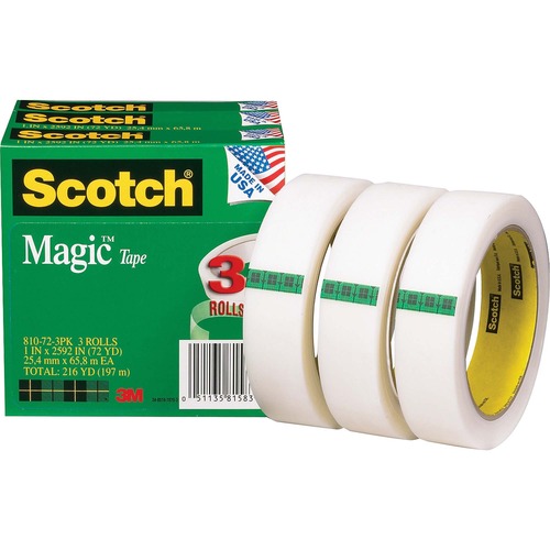 Magic Tape Refill, 1" X 2592", 3" Core, 3/pack