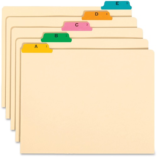 Recycled Top Tab File Guides, Alpha, 1/5 Tab, Manila, Letter, 25/set