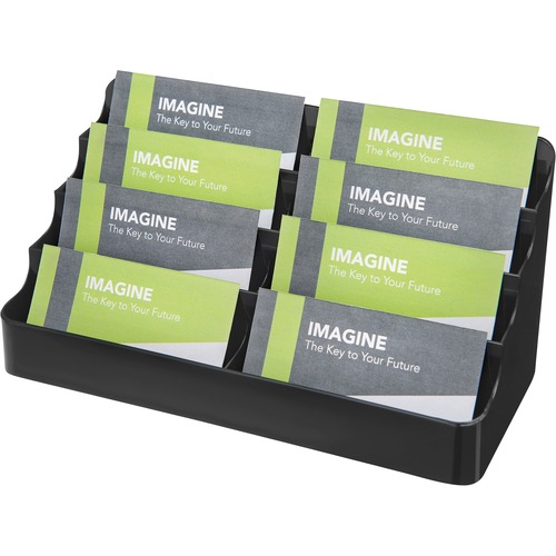 8-TIER RECYCLED BUSINESS CARD HOLDER, 400 CARD CAP, 7 7/8 X 3 7/8 X 3 3/8, BLACK