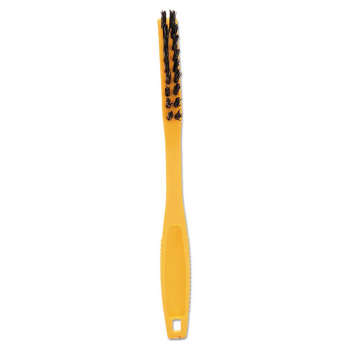 SYNTHETIC-FILL TILE AND GROUT BRUSH, 8 1/2" LONG, YELLOW PLASTIC HANDLE