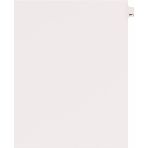 Dividers, "251", Side Tab, 8-1/2"x11", 25/PK, White