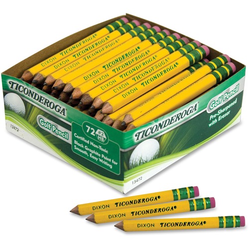 Golf Pencil, Ticonderoga, 3.5", 72/BX, Yellow