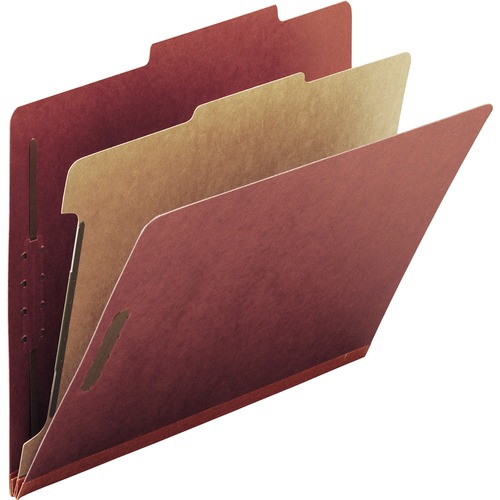 100(percent) REC PRESSBOARD CLASSIFICATION FOLDER, 1 DIV, 2" EXP, LETTER, RED, 10/BX