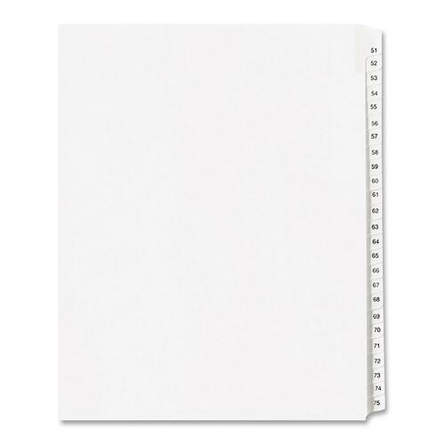 Allstate-Style Legal Exhibit Side Tab Dividers, 25-Tab, 51-75, Letter, White