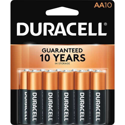 Batteries, AA, Alkaline, 10/PK, Gold/Black