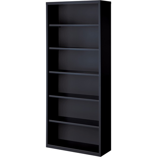 Bookcase, 6-Shelf, Steel, 34-1/2"x12-5/8"x82", Black