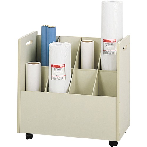 Laminate Mobile Roll Files, Eight Compartments, 30-1/8 X 15-3/4 X 29-1/4, Putty