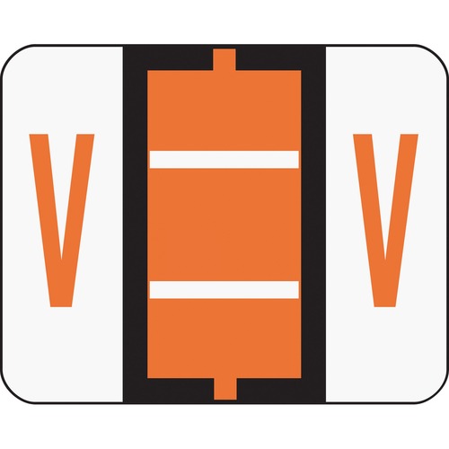 A-Z Color-Coded Bar-Style End Tab Labels, Letter V, Dark Orange, 500/roll