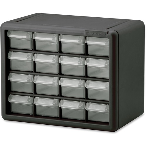 Plastic Storage Cabinet, 16-Draw, 6-3/8"x10-1/2"x8-1/2", GY