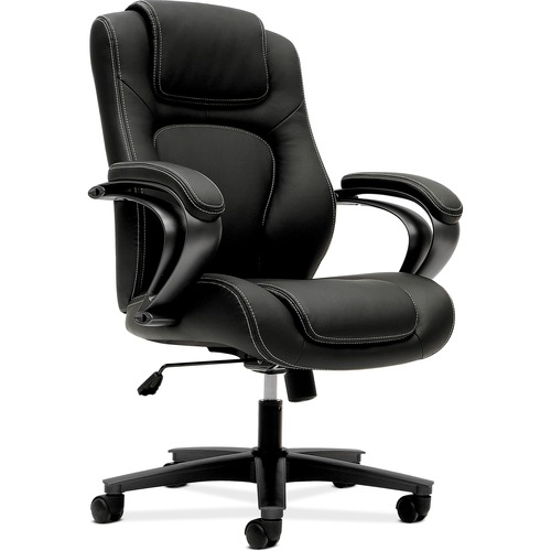 HVL402 Series Executive High-Back Chair, Supports up to 250 lbs., Black Seat/Black Back, Iron Gray Base