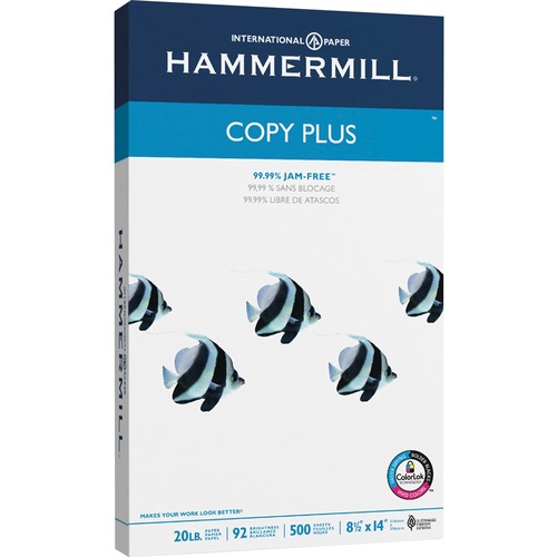 COPY PLUS PRINT PAPER, 92 BRIGHT, 20 LB, 8.5 X 14, WHITE, 500 SHEETS/REAM, 10 REAMS/CARTON