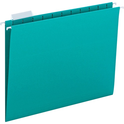 Hanging File Folders, 1/5 Tab, 11 Point Stock, Letter, Teal, 25/box