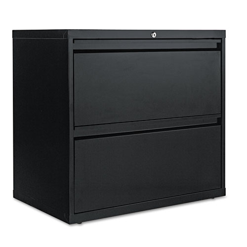 TWO-DRAWER LATERAL FILE CABINET, 30W X 18D X 28 3/8H, BLACK
