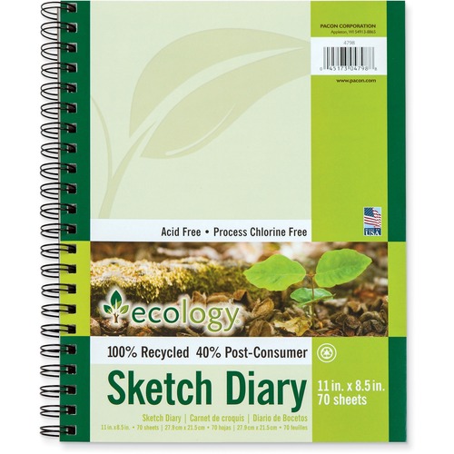 Ecology Sketch Diary, 11 X 8 1/2, Unruled, White, 70 Sheets, 1 Pad