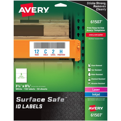 Labels, Removable, Surface Safe, 3-1/4"x8-3/8", 150/PK, WE