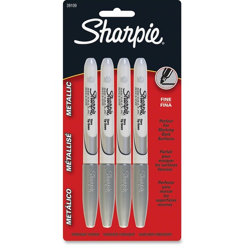 Metallic Permanent Marker, Metallic Silver, 4/pack