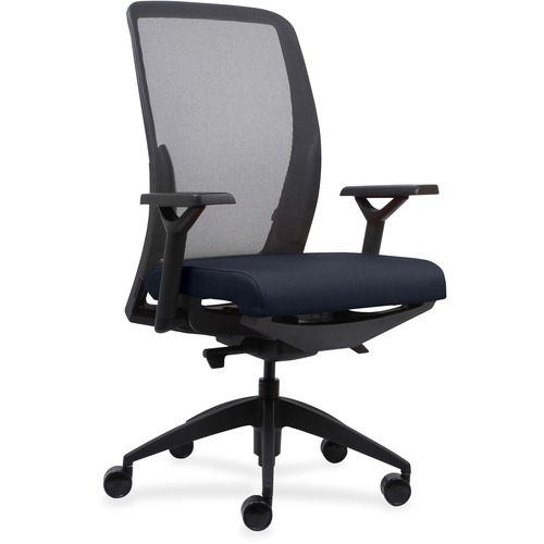 High-back Chair, Mesh Back, Adj Arms, 26-1/2"x25"x47", DBE