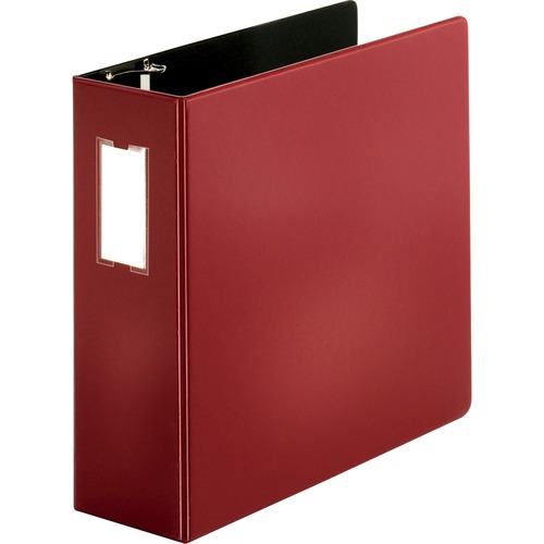 D-Ring Binder w/Label Holder, Hvy-Dty, 4", Burgundy