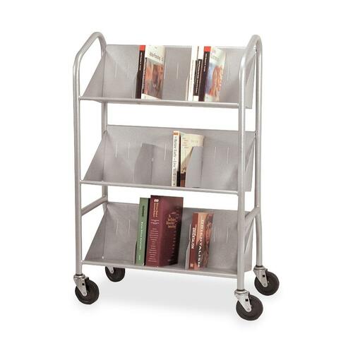 Sloped Shelf Cart,w/6 Dividers/3-Shelves,26"x16"x41-1/2",SR