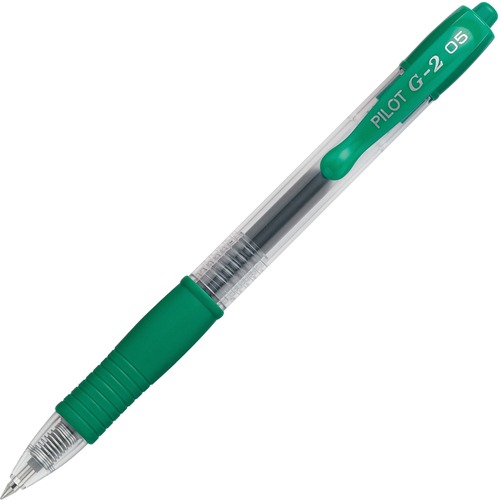 Gel Pen, Retractable, Refillable, Extra Fine Point, Green