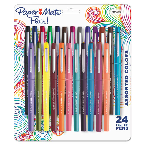 Point Guard Flair Bullet Point Stick Pen, Assorted Colors, .7mm, 24/set